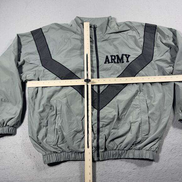 US Army Physical Fitness Uniform Jacket Mens Large Full Zip Nylon Windbreaker - Picture 3 of 8